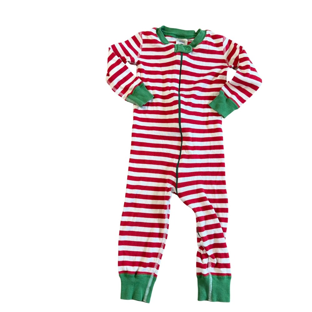 Hanna Andersson Christmas Sleeper Pajamas 80cm/18-24m Red White Striped Holiday
